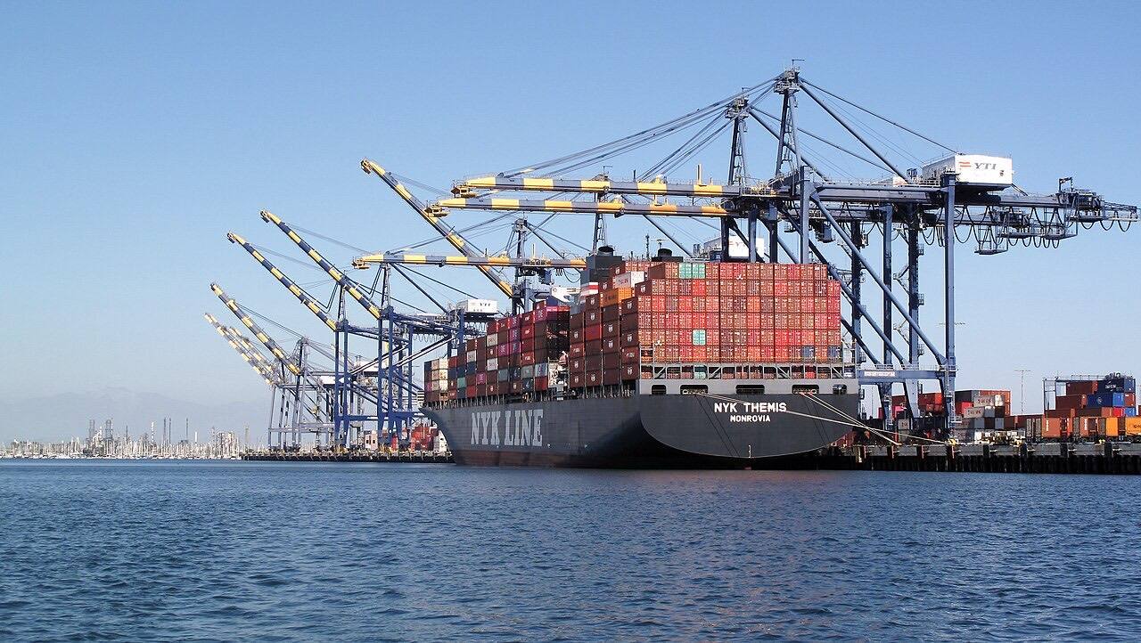 Container ship NYK Themis at the Port of Los Angeles