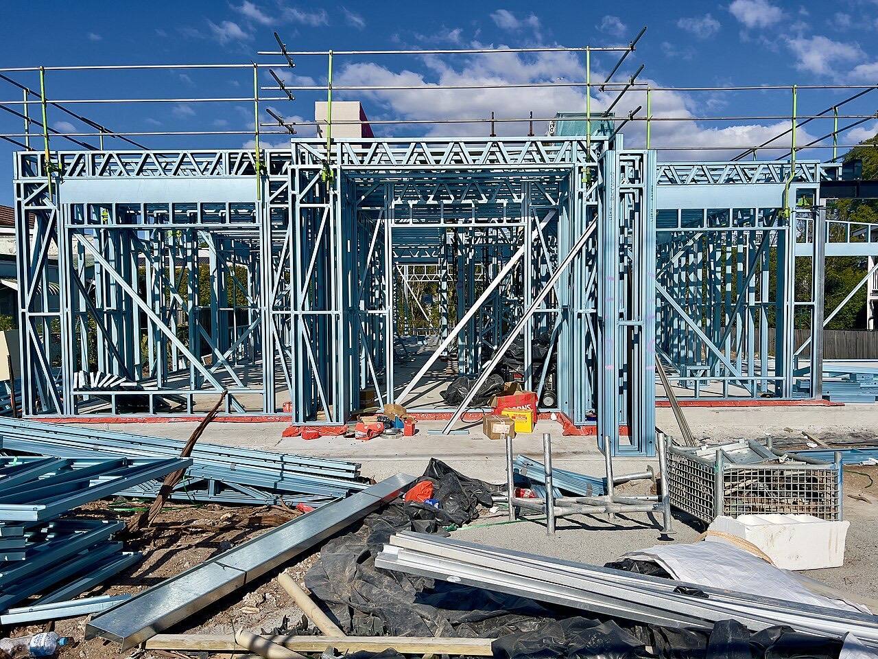 Steel framed house construction in Sherwood, Queensland, 2023